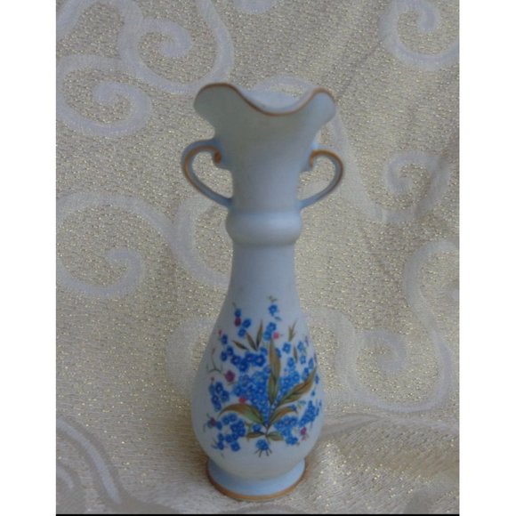 LEFTON CHINA VASE - 6 1/2" Vase/Ewer with double handles and forget-me-nots - Picture 2 of 4